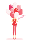 Bonne f&ecirc;te avec des ballons roses et rouges